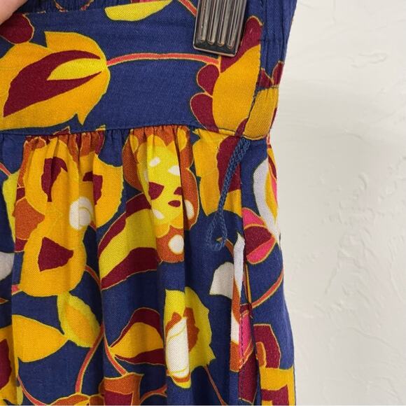 ModCloth Navy Floral Print Wide Leg Pull On Pants Womens XXS Tropical Blue - Picture 8 of 8